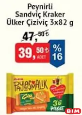 ÜLKER ÇİZİVİÇ PEYNİRLİ SANDVİÇ KRAKER 3X82 G